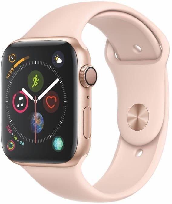 Hodinky Apple Watch Series 4 GPS, 44mm Gold Aluminium Case with Pink Sand Sport Band